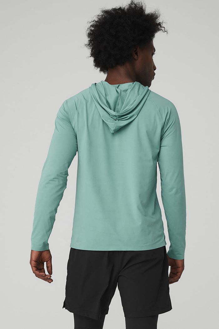 Alo Yoga Idol Hooded Runner Hoodie Herr Blå | 4709651-GU