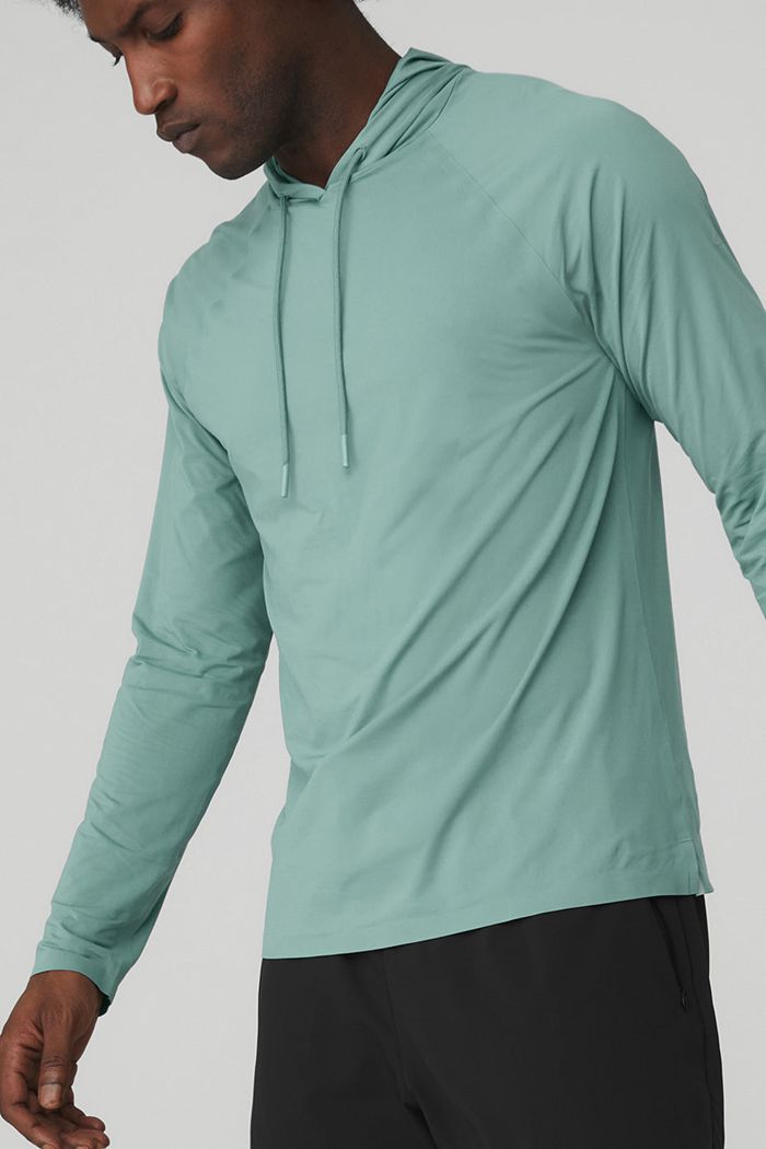 Alo Yoga Idol Hooded Runner Hoodie Herr Blå | 4709651-GU