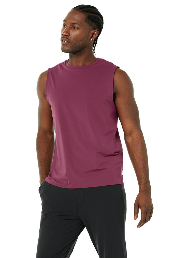 Alo Yoga Idol Performance Tank Tops Herr Röda | 4053127-MW