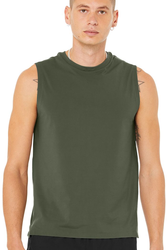 Alo Yoga Idol Performance Tank Tops Herr Mörkgröna | 5813940-GK