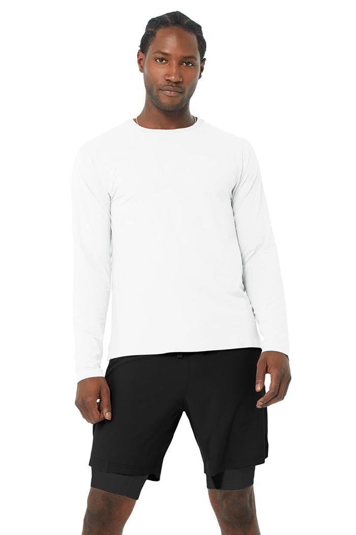 Alo Yoga Idol Performance Tee Long Sleeve Herr Vita | 0698421-SQ