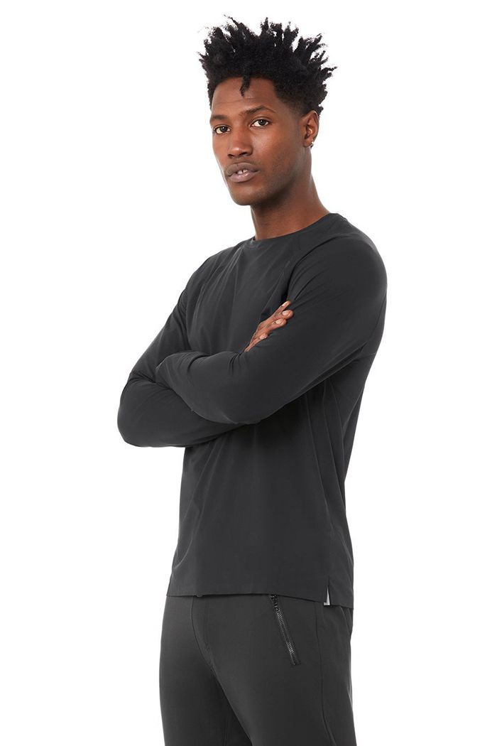 Alo Yoga Idol Performance Tee Long Sleeve Herr Svarta | 2539461-UY