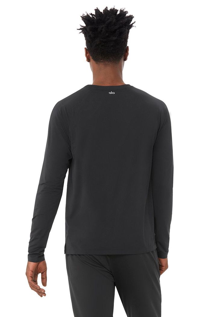 Alo Yoga Idol Performance Tee Long Sleeve Herr Svarta | 2539461-UY