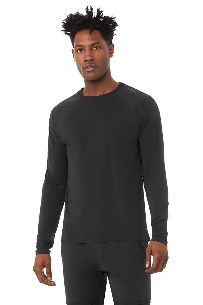 Alo Yoga Idol Performance Tee Long Sleeve Herr Svarta | 2539461-UY