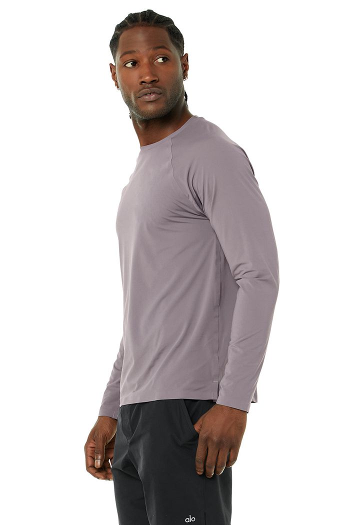 Alo Yoga Idol Performance Tee Long Sleeve Herr Lila | 8761420-QU