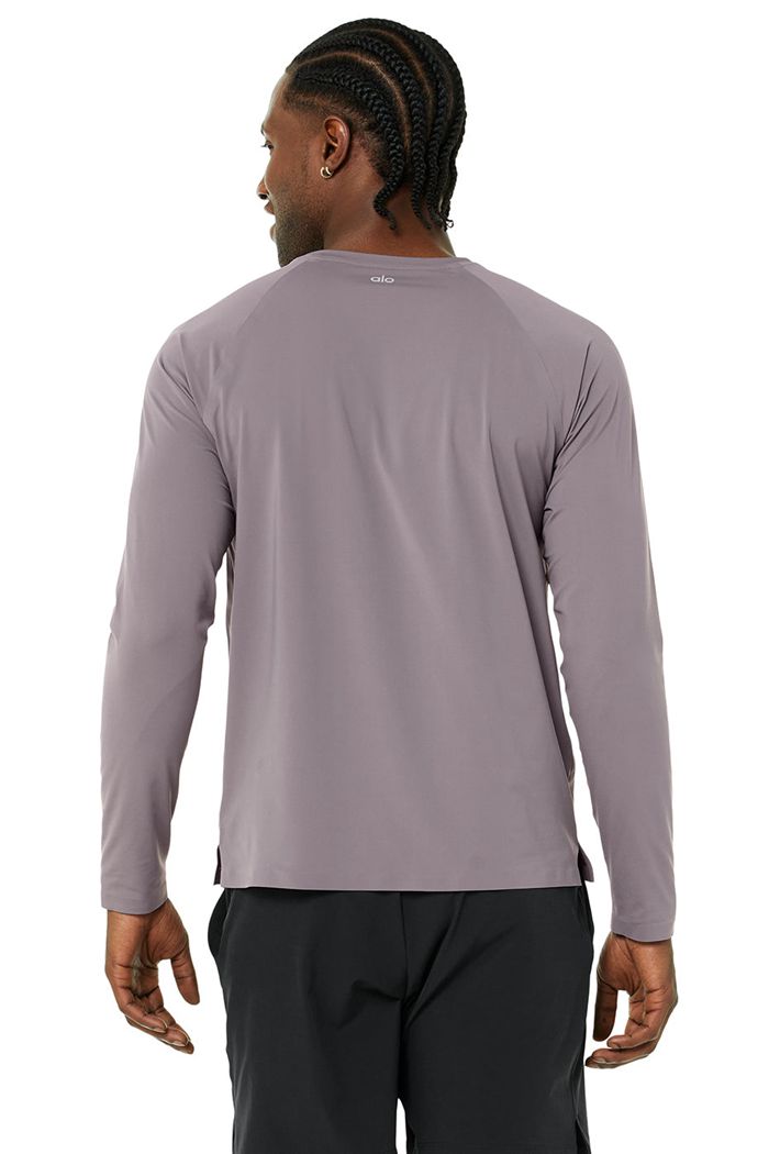 Alo Yoga Idol Performance Tee Long Sleeve Herr Lila | 8761420-QU