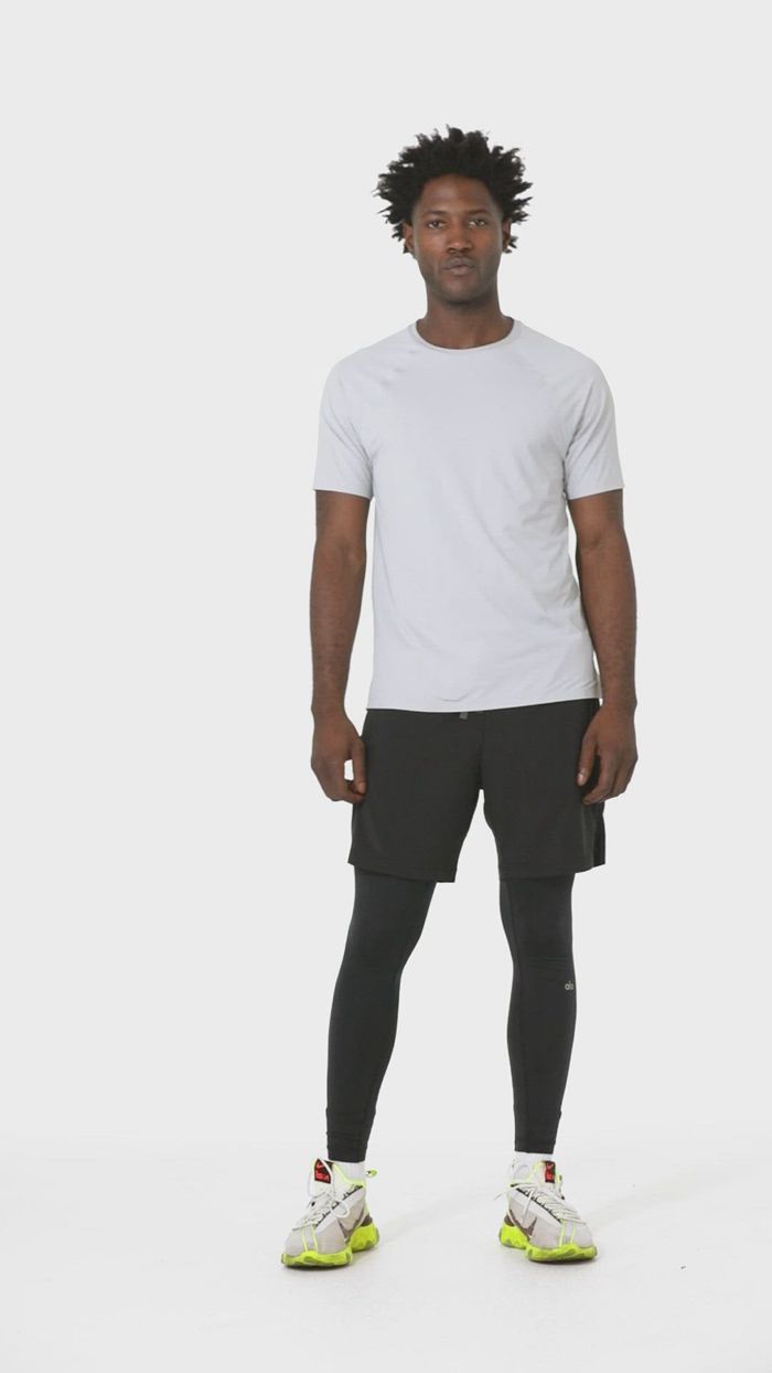 Alo Yoga Idol Performance Tee Short Sleeve Herr Marinblå | 8617423-KD