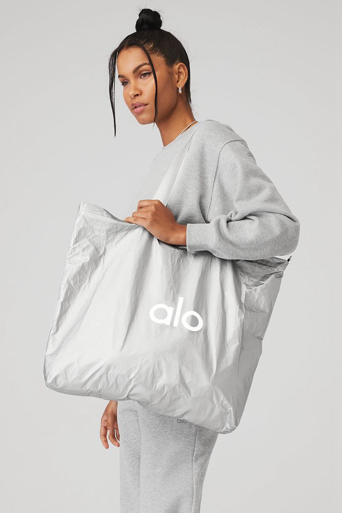 Alo Yoga Keep It Dry Packable Tote Väska Dam Silver | 1549236-QU