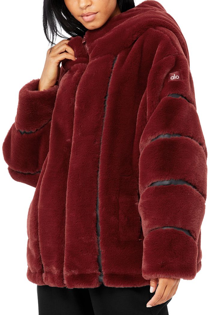 Alo Yoga Knock Out Faux Fur Jacka Dam Röda | 7425631-NL