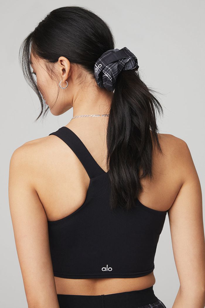 Alo Yoga Legacy Plaid Oversized Scrunchie Dam Svarta Vita | 7031568-MC