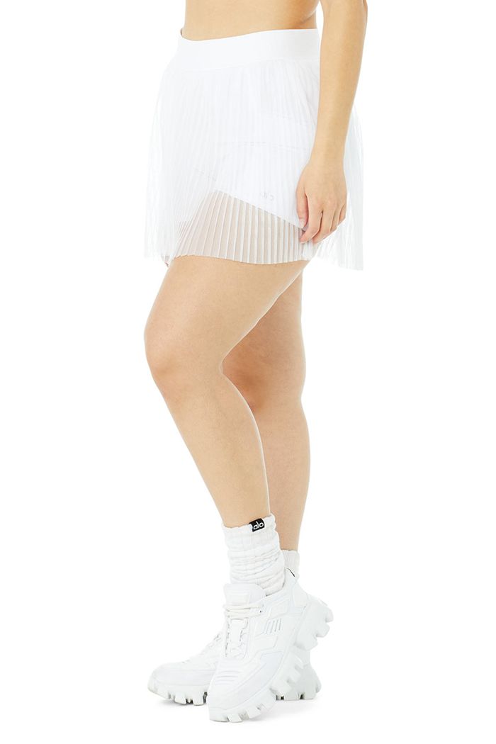 Alo Yoga Mesh Flirty Tennis Kjolar Dam Vita | 9214507-BV