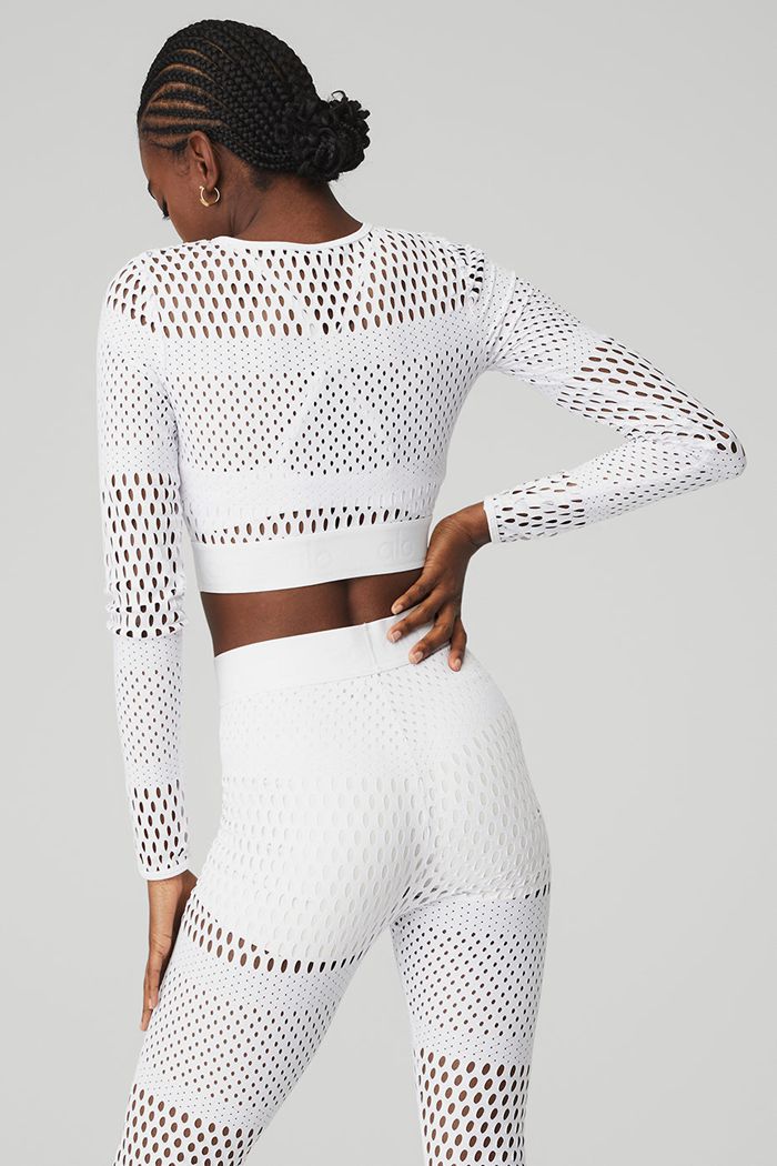 Alo Yoga Mesh Haute Summer Long Sleeve Dam Vita | 1270958-NV