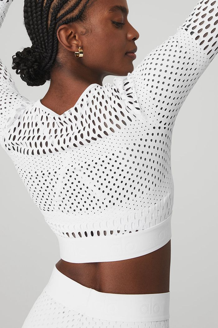 Alo Yoga Mesh Haute Summer Long Sleeve Dam Vita | 1270958-NV