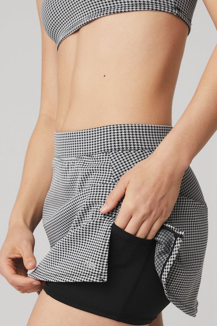 Alo Yoga Micro Houndstooth Tennis Kjolar Dam Svarta Vita | 5726843-BZ