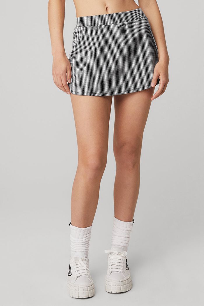 Alo Yoga Micro Houndstooth Tennis Kjolar Dam Svarta Vita | 5726843-BZ