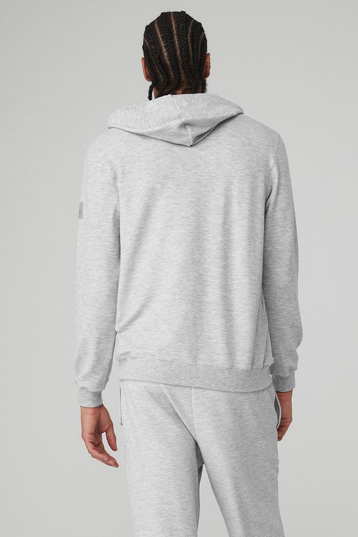 Alo Yoga Micro Waffle Fast Break Hoodie Herr Grå | 5209783-DA