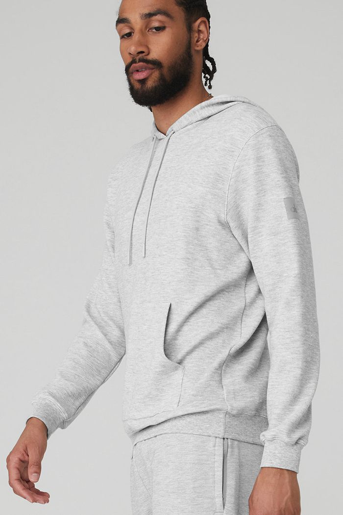 Alo Yoga Micro Waffle Fast Break Hoodie Herr Grå | 5209783-DA