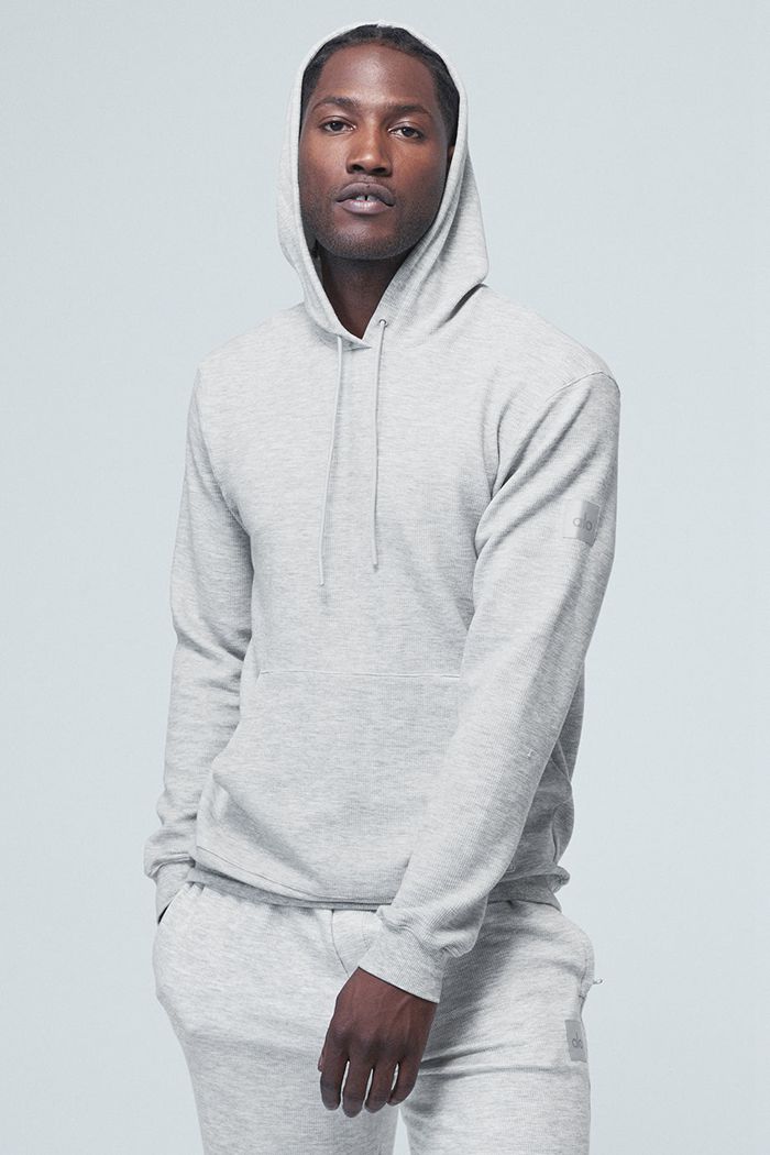 Alo Yoga Micro Waffle Fast Break Hoodie Herr Grå | 5209783-DA