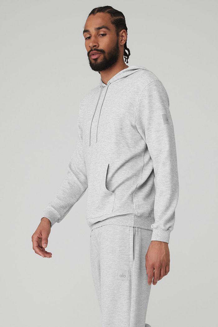 Alo Yoga Micro Waffle Fast Break Hoodie Herr Grå | 5209783-DA