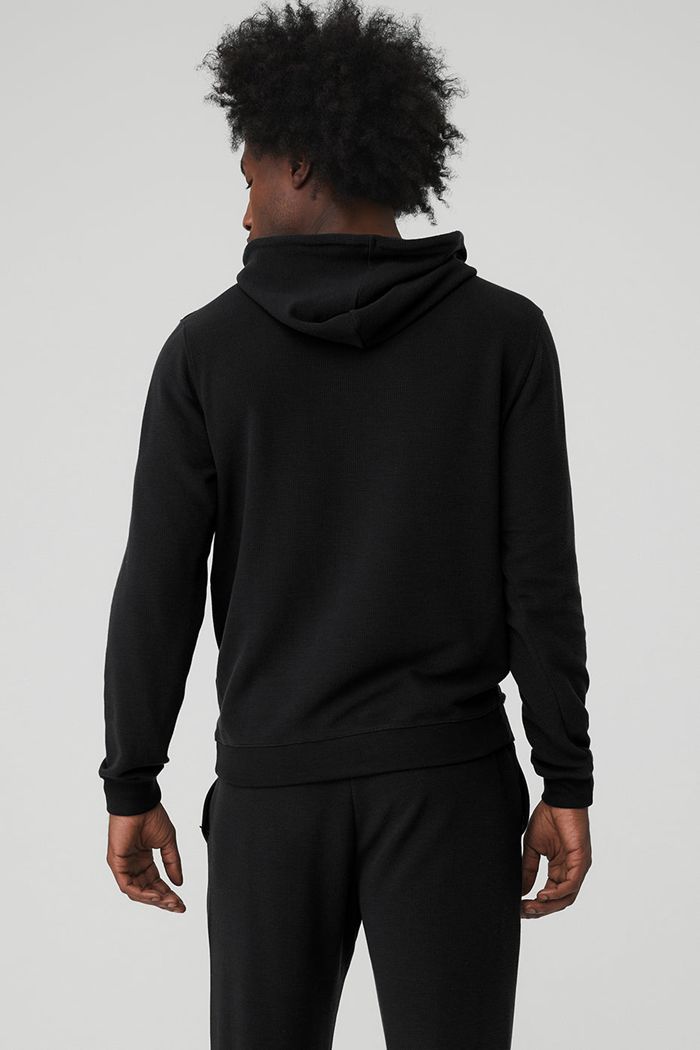 Alo Yoga Micro Waffle Fast Break Hoodie Herr Svarta | 6310842-TN