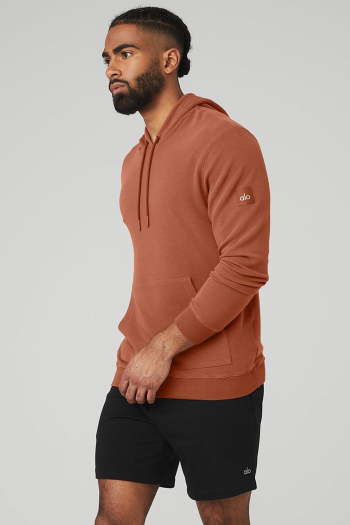 Alo Yoga Micro Waffle Fast Break Hoodie Herr Röda | 6794528-JM