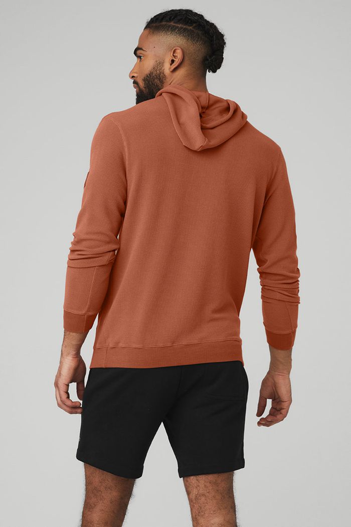 Alo Yoga Micro Waffle Fast Break Hoodie Herr Röda | 6794528-JM