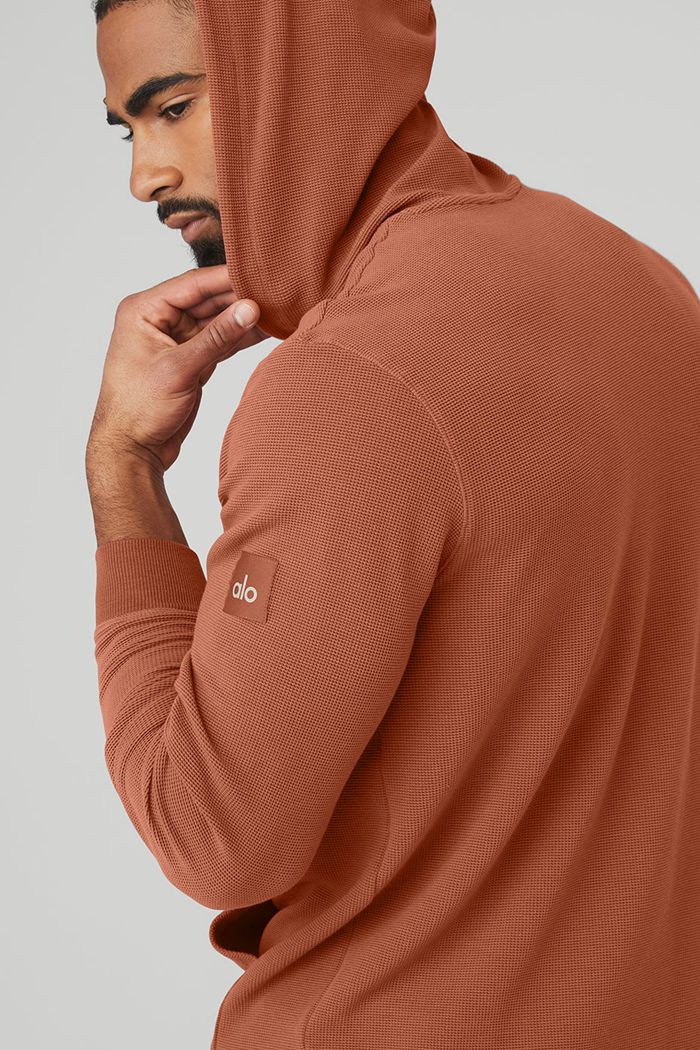 Alo Yoga Micro Waffle Fast Break Hoodie Herr Röda | 6794528-JM