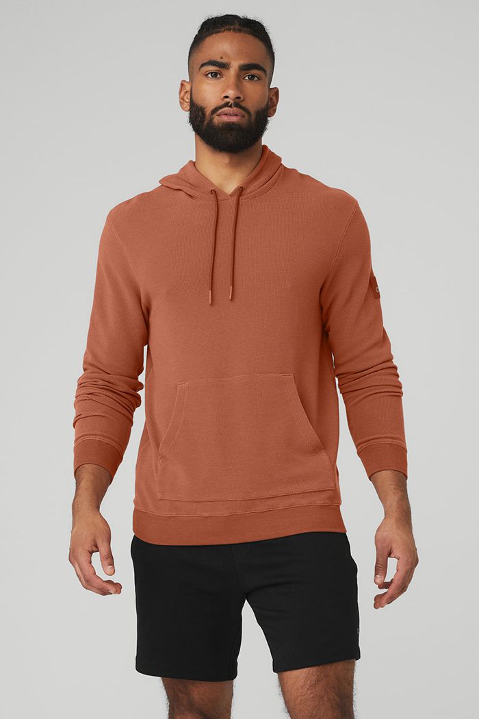 Alo Yoga Micro Waffle Fast Break Hoodie Herr Röda | 6794528-JM