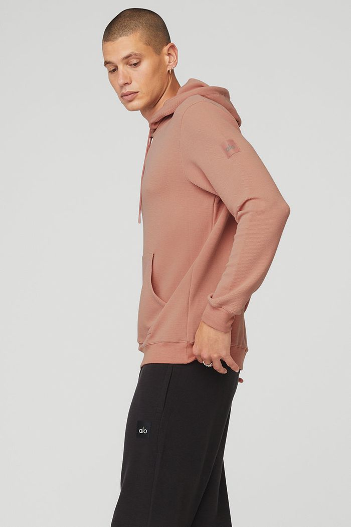 Alo Yoga Micro Waffle Fast Break Hoodie Herr Rosa | 7608153-NE