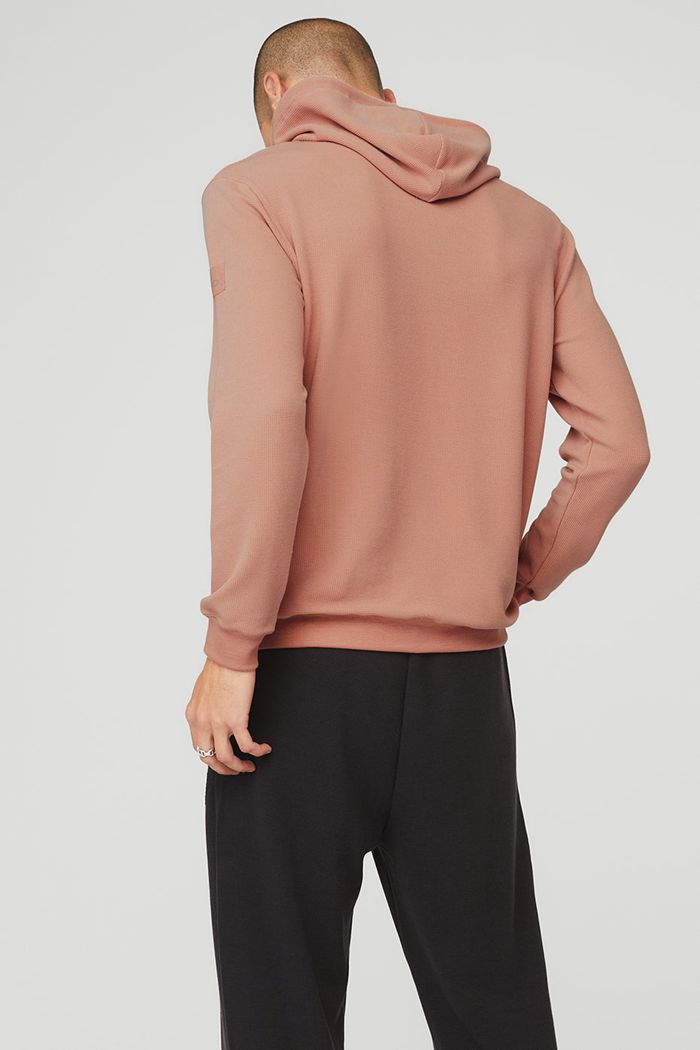 Alo Yoga Micro Waffle Fast Break Hoodie Herr Rosa | 7608153-NE