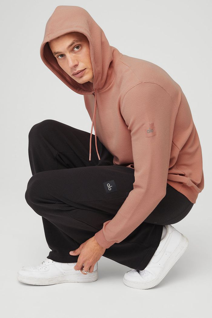 Alo Yoga Micro Waffle Fast Break Hoodie Herr Rosa | 7608153-NE