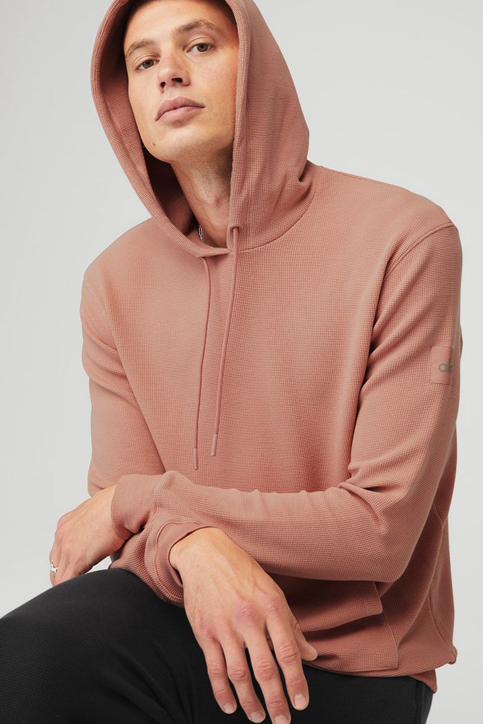 Alo Yoga Micro Waffle Fast Break Hoodie Herr Rosa | 7608153-NE