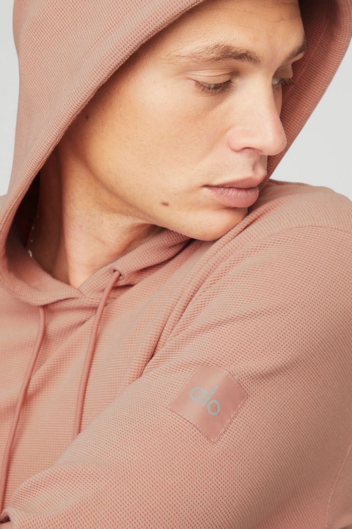 Alo Yoga Micro Waffle Fast Break Hoodie Herr Rosa | 7608153-NE