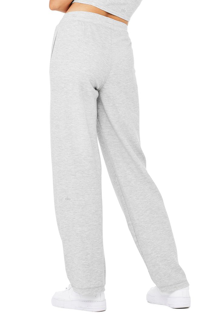 Alo Yoga Micro Waffle High-Midja Pleasant Breda Leg Byxor Dam Grå | 2741903-ZO