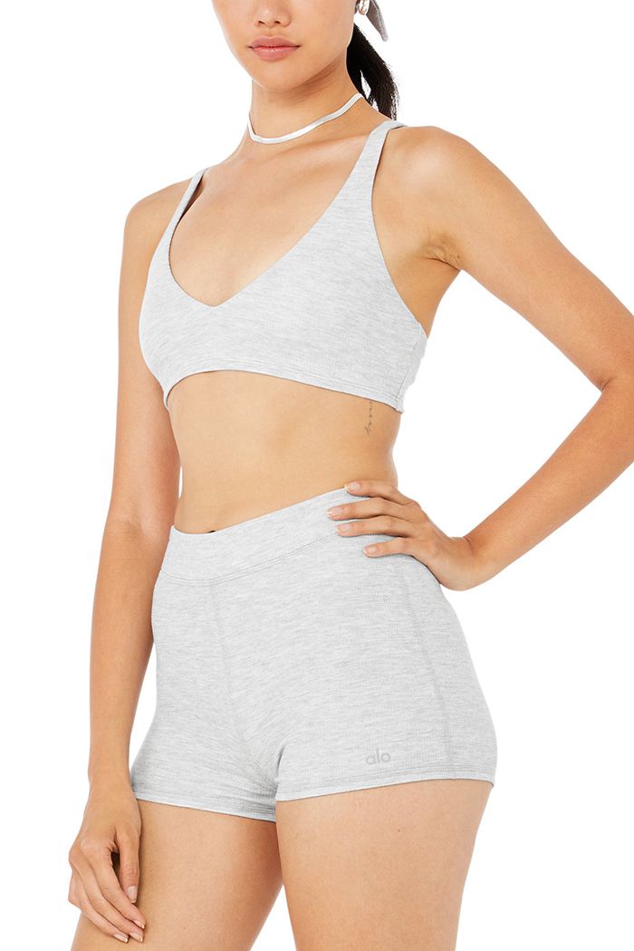 Alo Yoga Micro Waffle Pleasant Boy Short Dam Grå | 5702416-RV