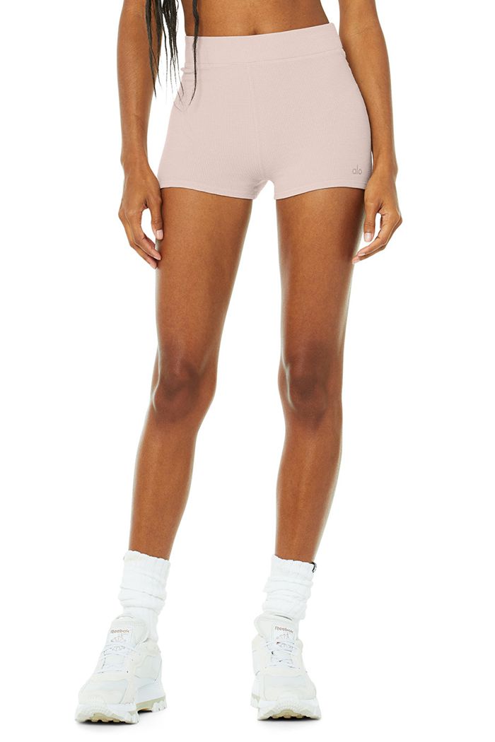 Alo Yoga Micro Waffle Pleasant Boy Short Dam Rosa | 9802354-DZ