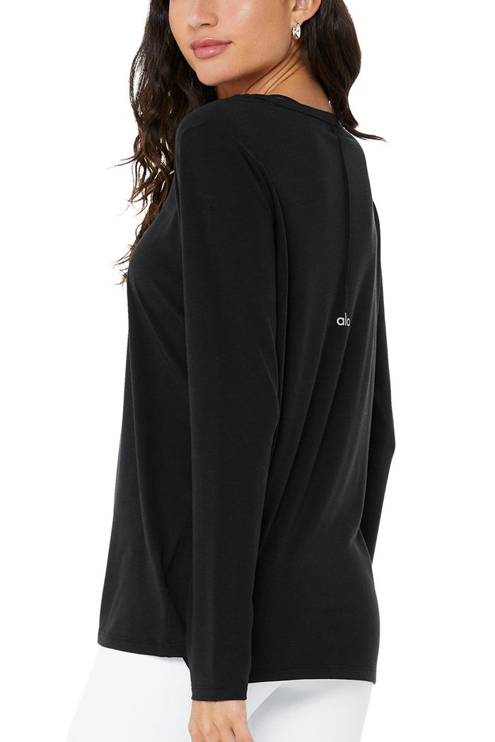 Alo Yoga Motion Long Sleeve Dam Svarta | 4809753-ZH