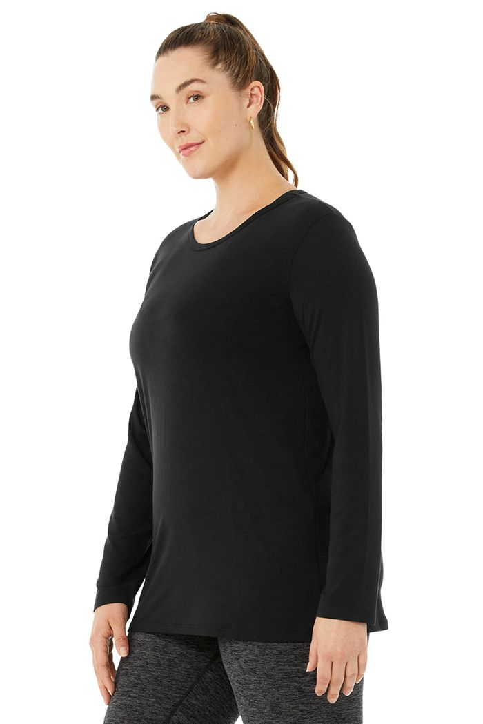 Alo Yoga Motion Long Sleeve Dam Svarta | 4809753-ZH