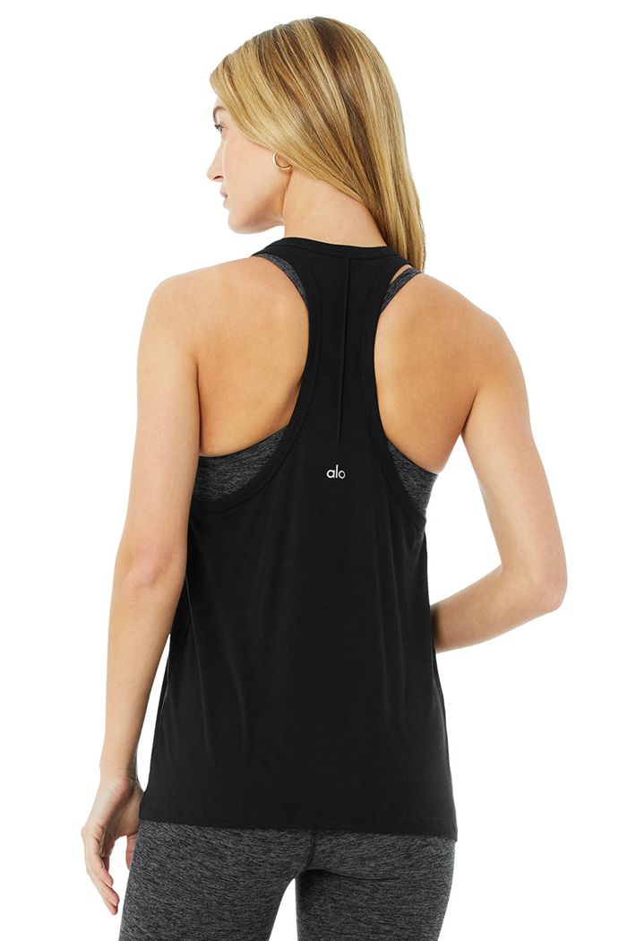 Alo Yoga Motion Tank Tops Dam Svarta | 1584067-LE