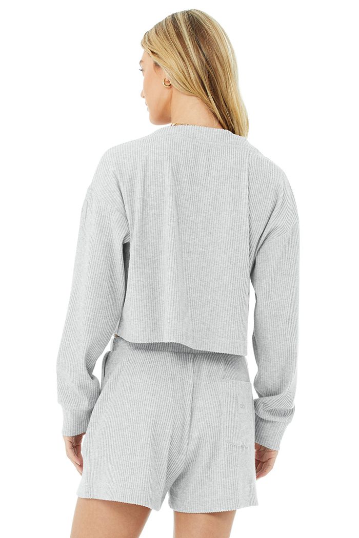 Alo Yoga Muse V-Neck Sweatshirt Dam Grå | 4126597-FK