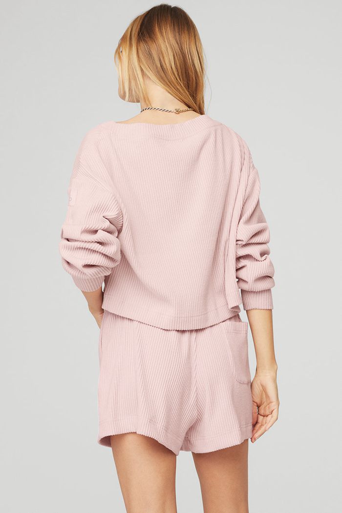 Alo Yoga Muse V-Neck Sweatshirt Dam Rosa | 6018923-TM