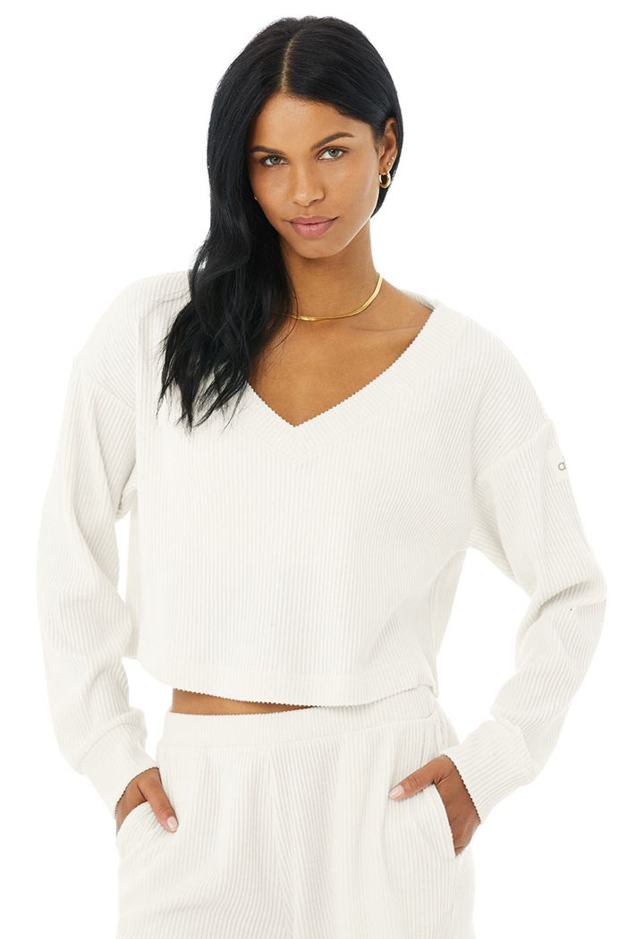 Alo Yoga Muse V-Neck Sweatshirt Dam Vita | 2534719-ZH