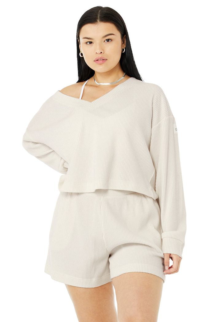 Alo Yoga Muse V-Neck Sweatshirt Dam Vita | 2534719-ZH