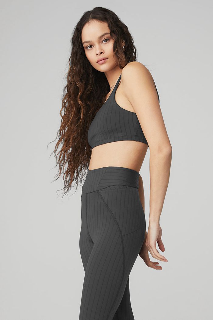 Alo Yoga Pinstripe BH Dam Mörkgrå | 5248371-QV