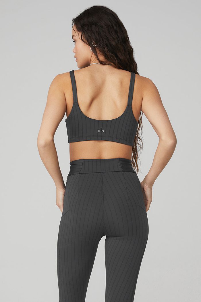 Alo Yoga Pinstripe BH Dam Mörkgrå | 5248371-QV