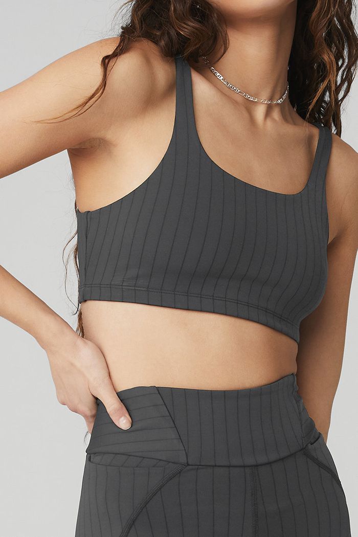 Alo Yoga Pinstripe BH Dam Mörkgrå | 5248371-QV