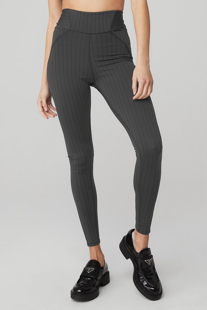 Alo Yoga Pinstripe Jacquard Extreme High-Midja Leggings Dam Mörkgrå | 5436801-GI