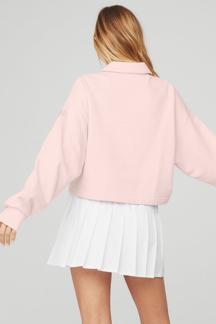 Alo Yoga Polo Henley Sweatshirt Dam Rosa | 8203176-ID