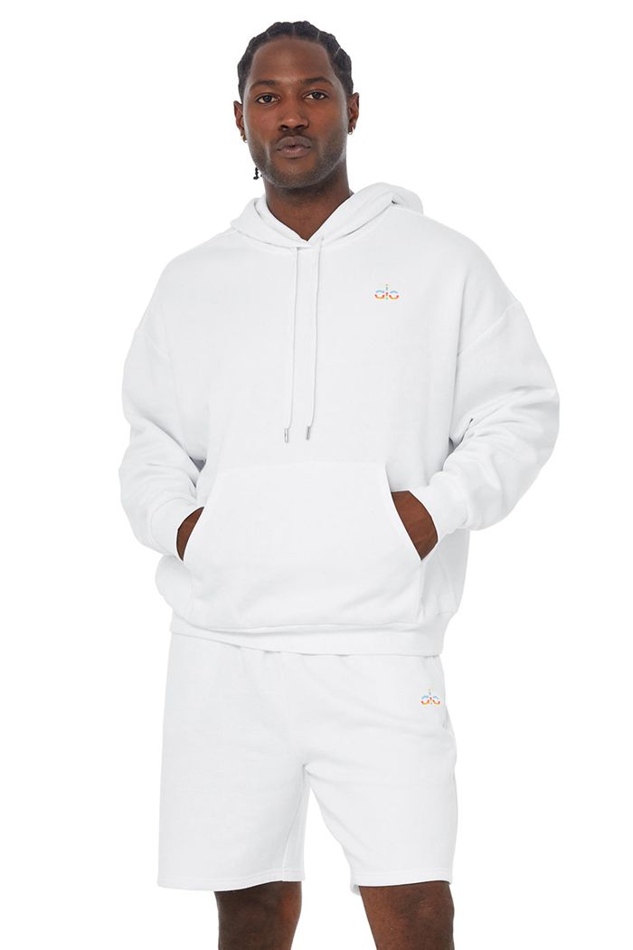 Alo Yoga Pride Accolade Hoodie Herr Vita | 4517682-OG