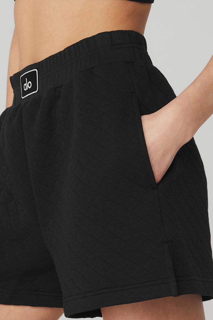 Alo Yoga Quilted Arena Boxing Short Dam Svarta | 4906385-AQ